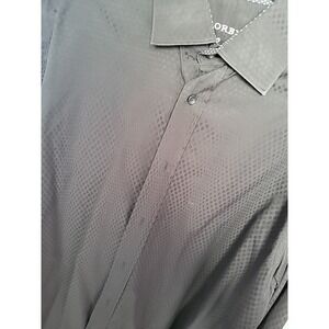 Tailorbyrd Dark  Black On‎ Black Geometric Dress Shirt Flip Cuff  Size Large